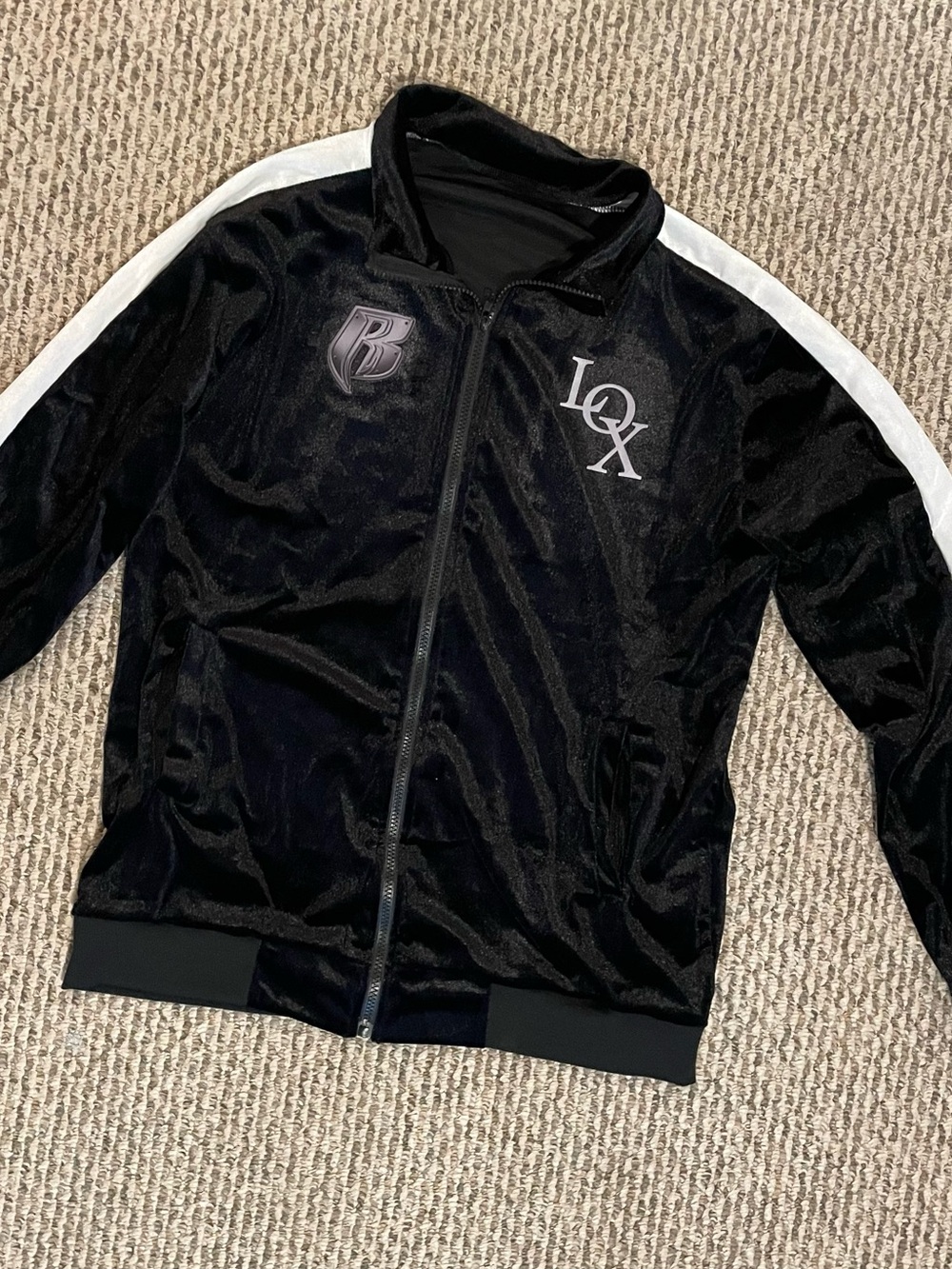Black and White LOX Ruff Ryders light velour Jacket & Pants Set size Medium new - Picture 11 of 11